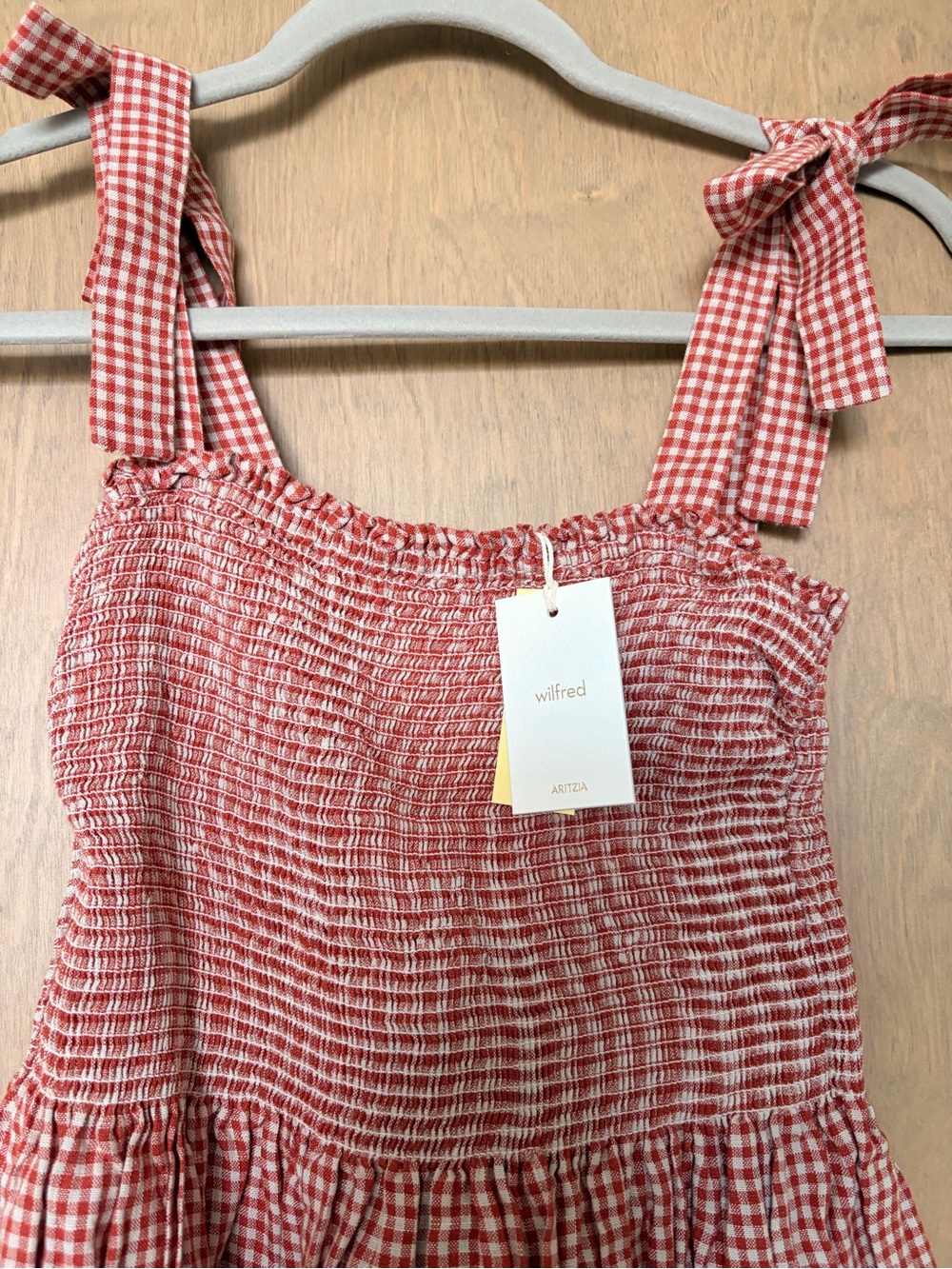Aritzia Golden Hour Gingham Midi Dress with Tie Straps - Picture 3 of 9